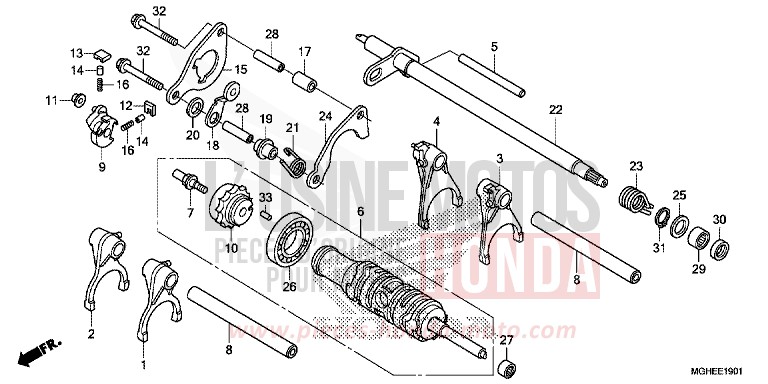 GEARSHIFT DRUM (VFR1200XD/XDA/XDL/XDS) for VFR1200X Dual Clutch CANDY PROMINENCE RED (R342) from 2014